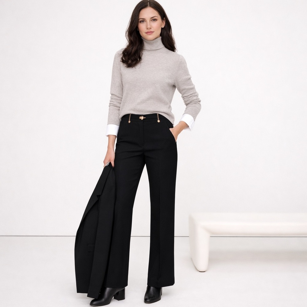 St. John Sport by Marie Gray Pants Size 12 Black Straight Leg Stretch Pockets